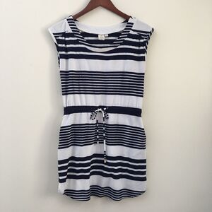 Saint Tropez West white & navy stripe dress with pockets | Small
